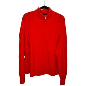 NEW J. Crew Women's Cable-Knit Half-Zip Sweater in Supersoft Yarn Red XL BD032